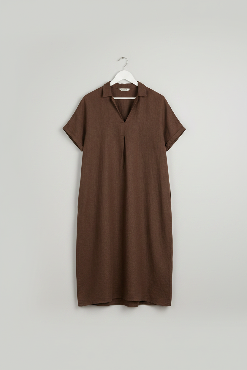 CLAY 100% Linen Midi Dress with Darts