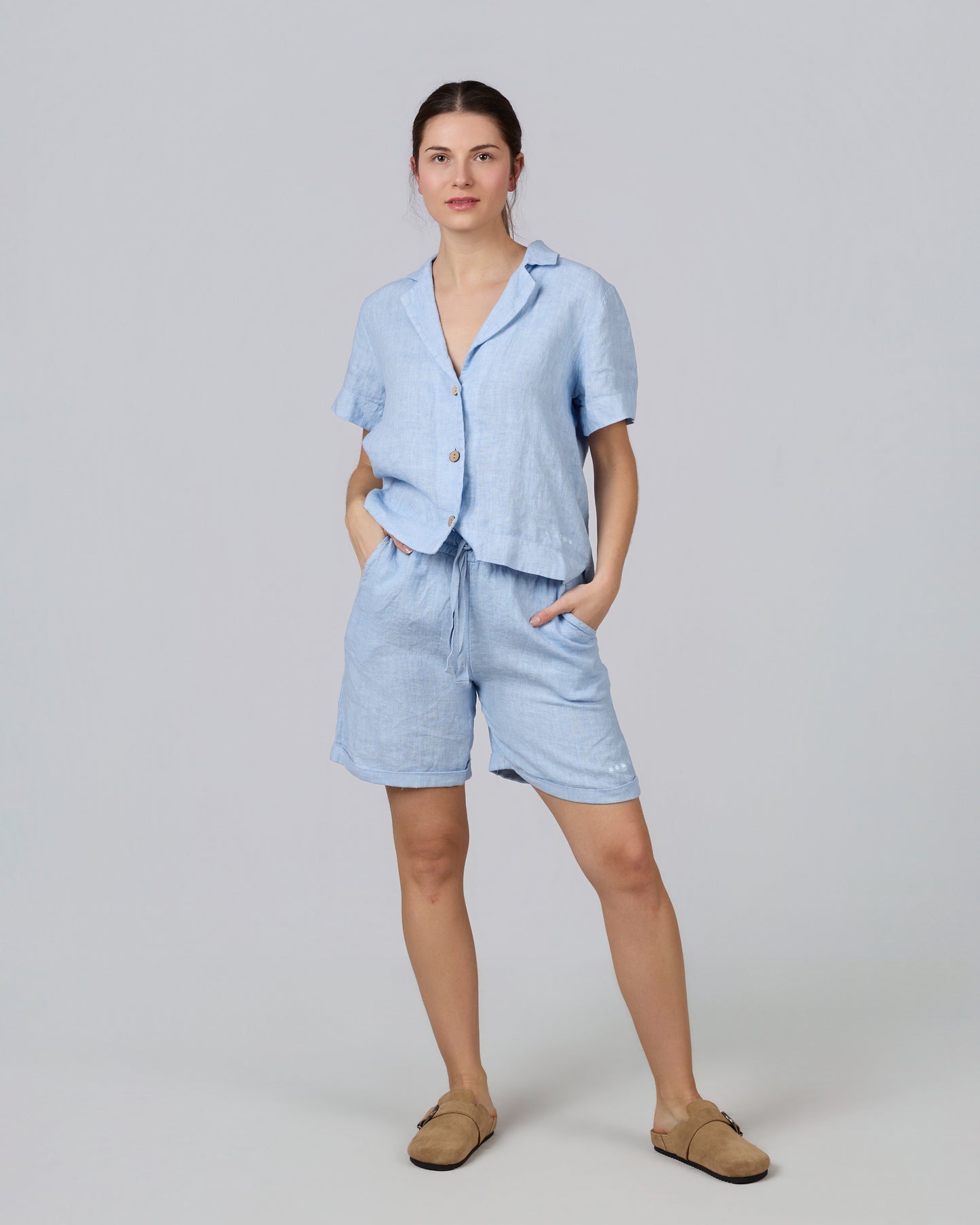 Conjunto camisa + pantalon corto 100% lino