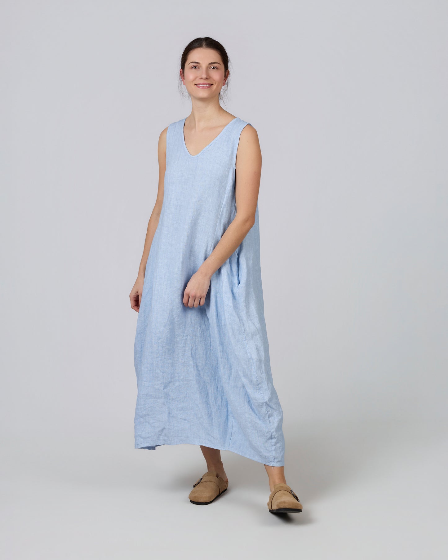 DAWN 100% Linen Sleeveless Dress with Bow