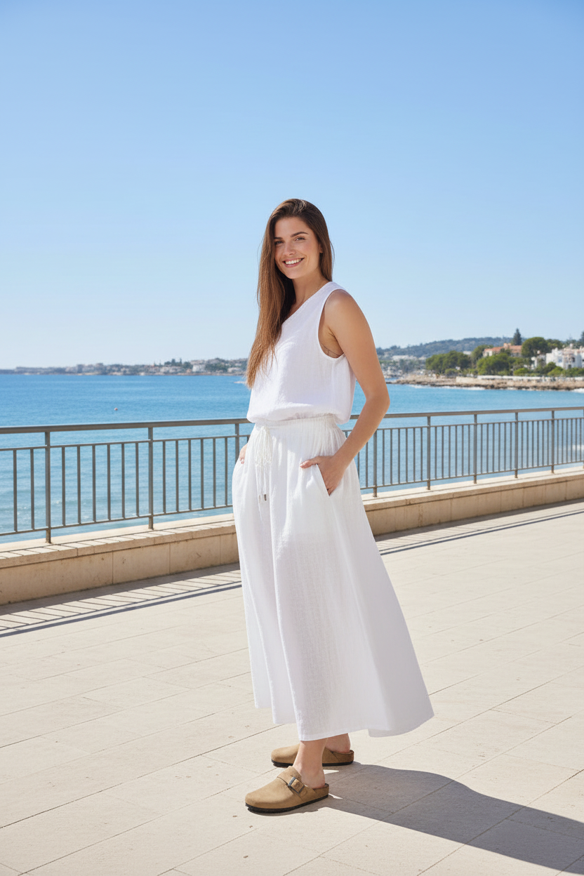 SKY 100% Linen Bow Skirt