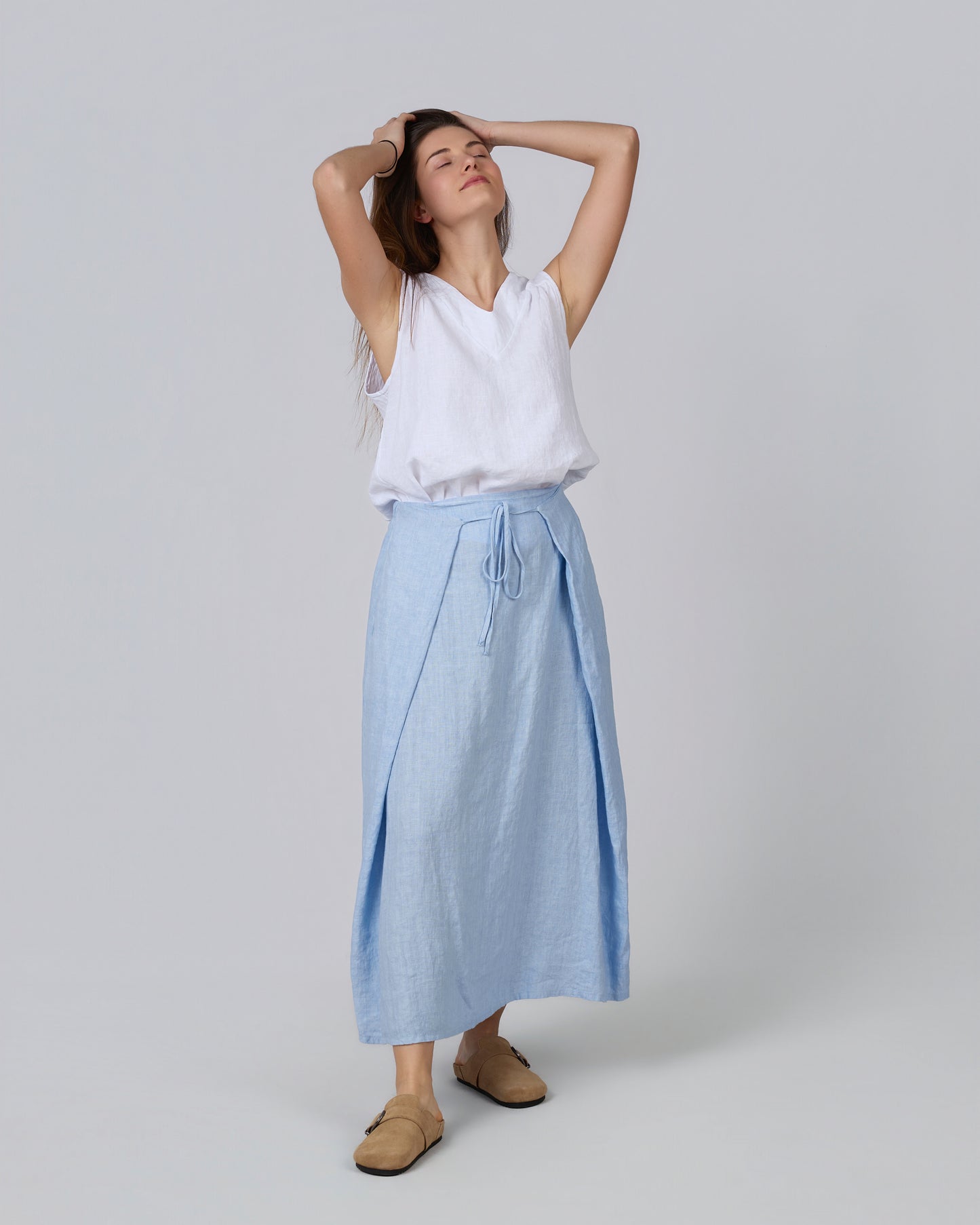 SKY 100% Linen Bow Skirt