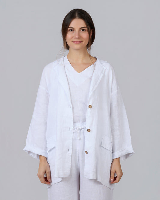 100% linen blazer, white MAR