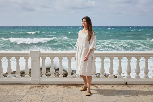 Boho Dress with Pockets, 100% Linen, CALA