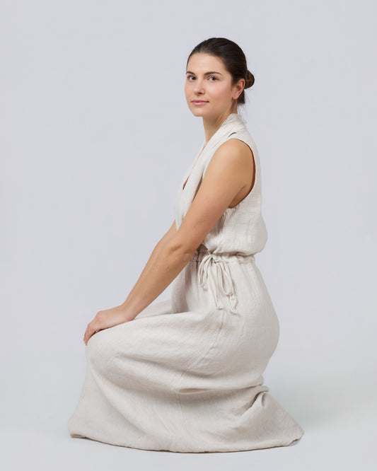 DUNE Long Dress with Ties, 100% Linen
