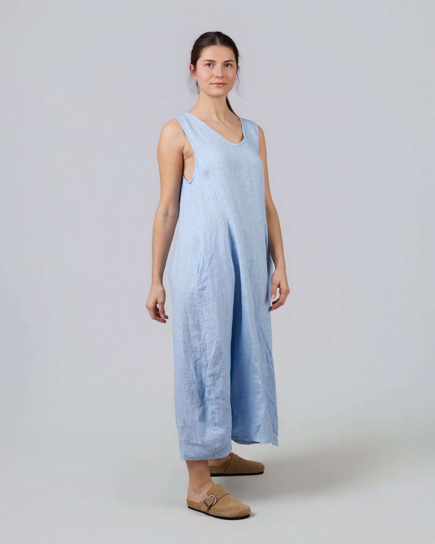 DAWN 100% Linen Sleeveless Dress with Bow