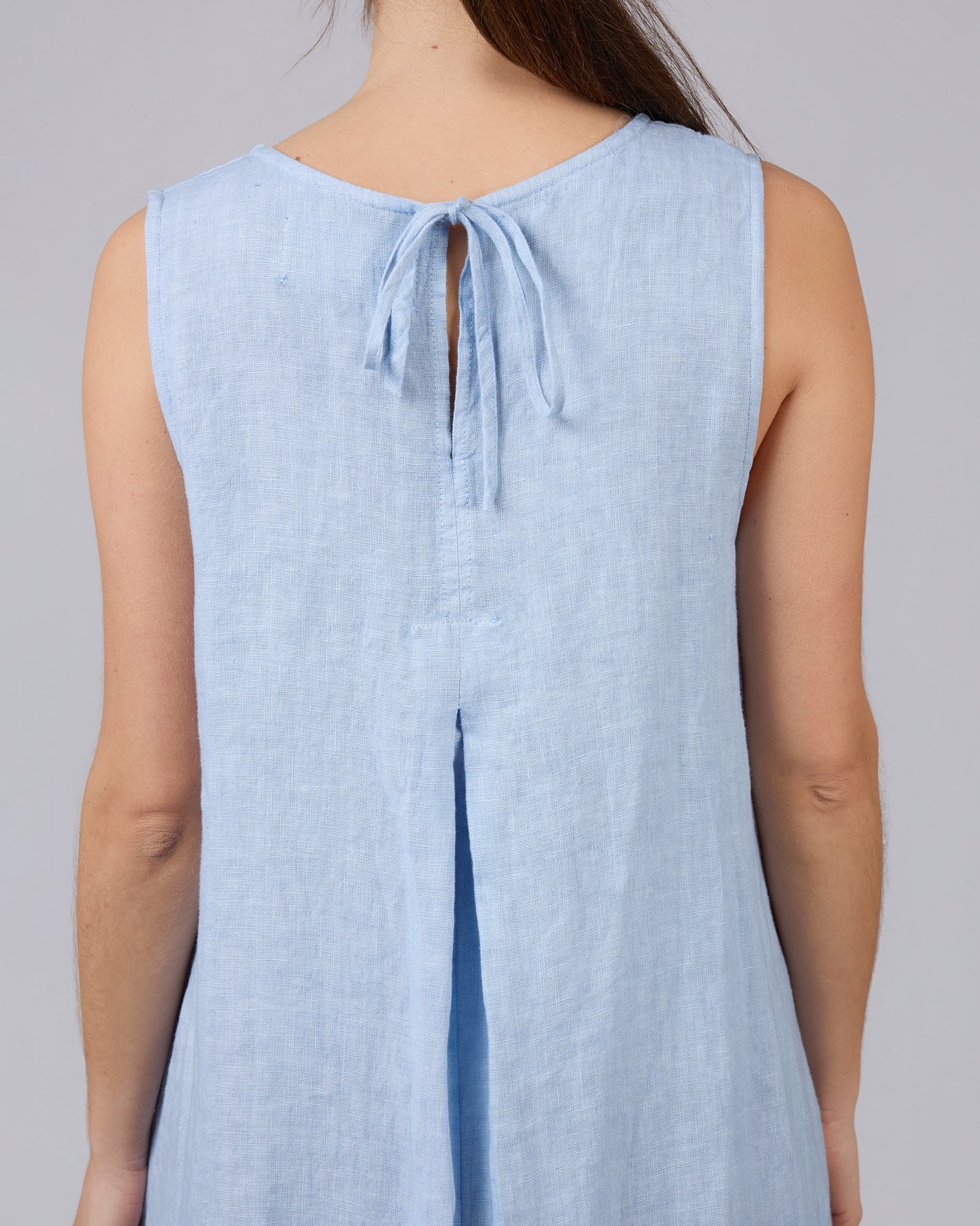 DAWN 100% Linen Sleeveless Dress with Bow