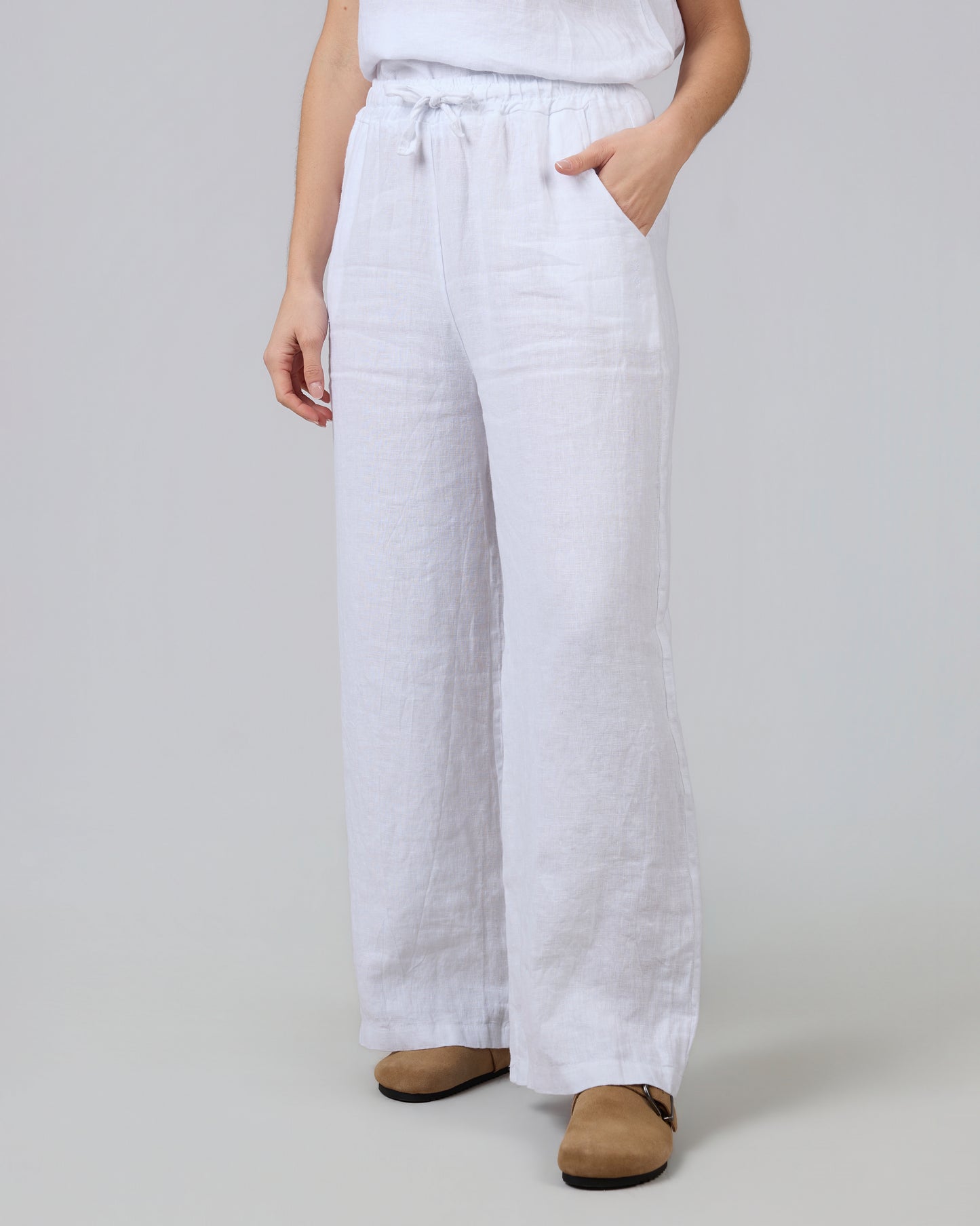 ORIGIN 100% Linen White Long Trousers