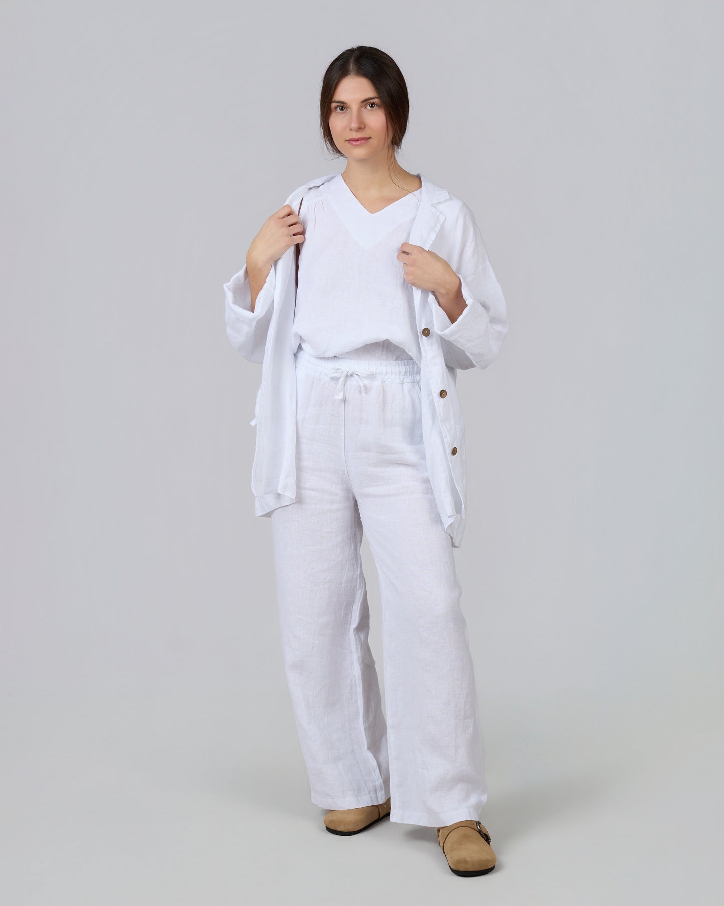 ORIGIN 100% Linen White Long Trousers