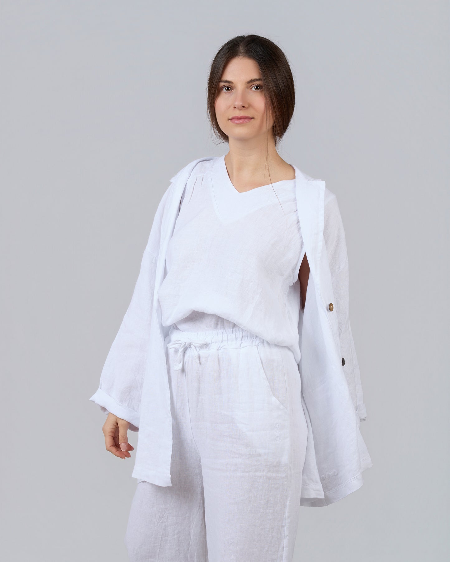 100% linen blazer, white MAR