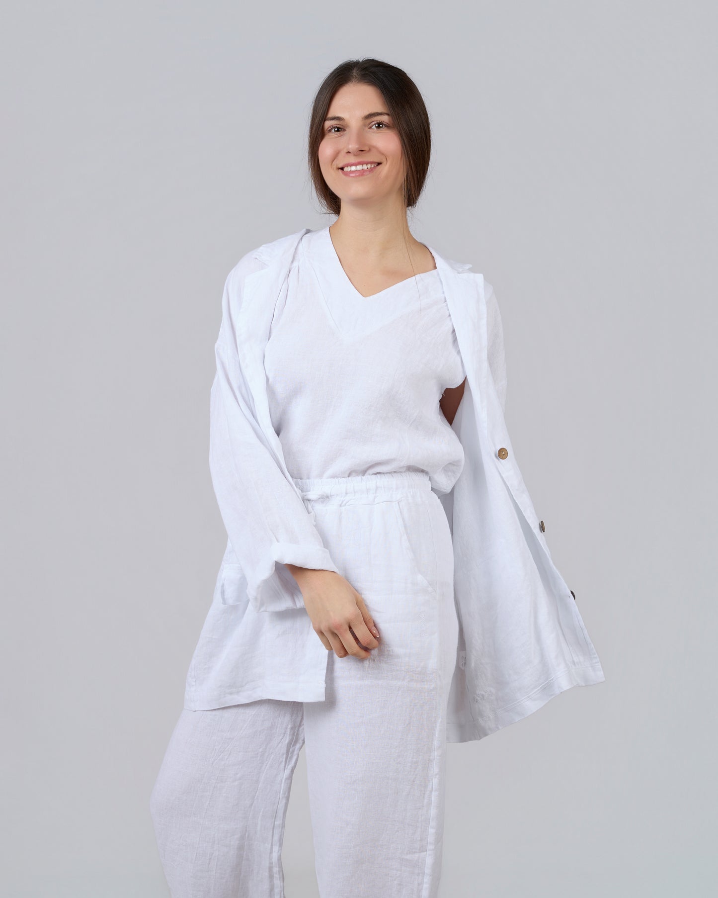 100% linen blazer, white MAR