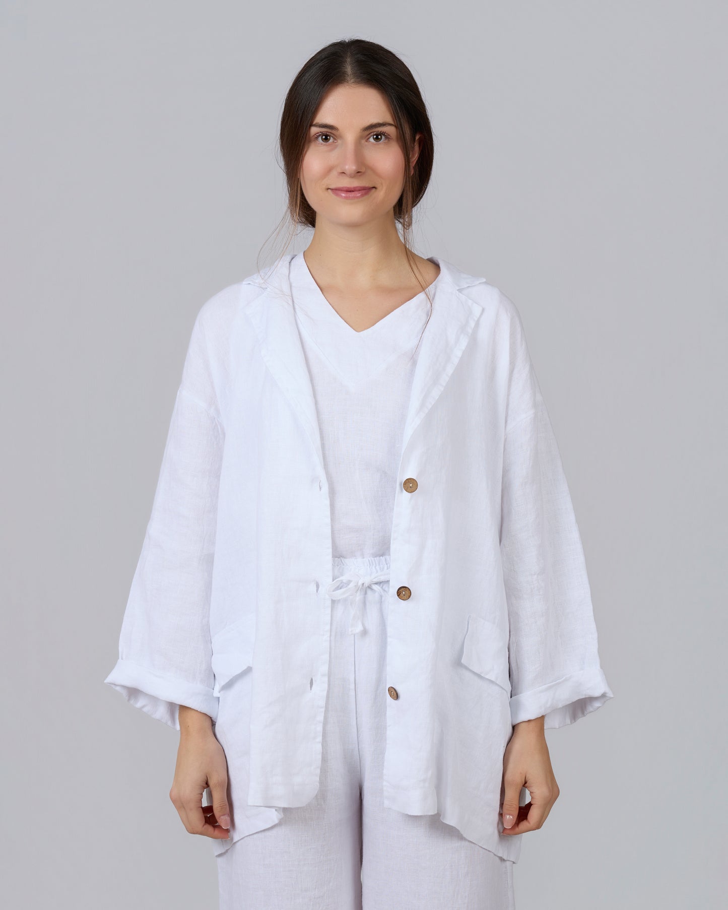 100% linen blazer, white MAR