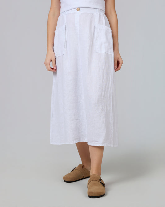 LIA 100% Linen White Long Skirt